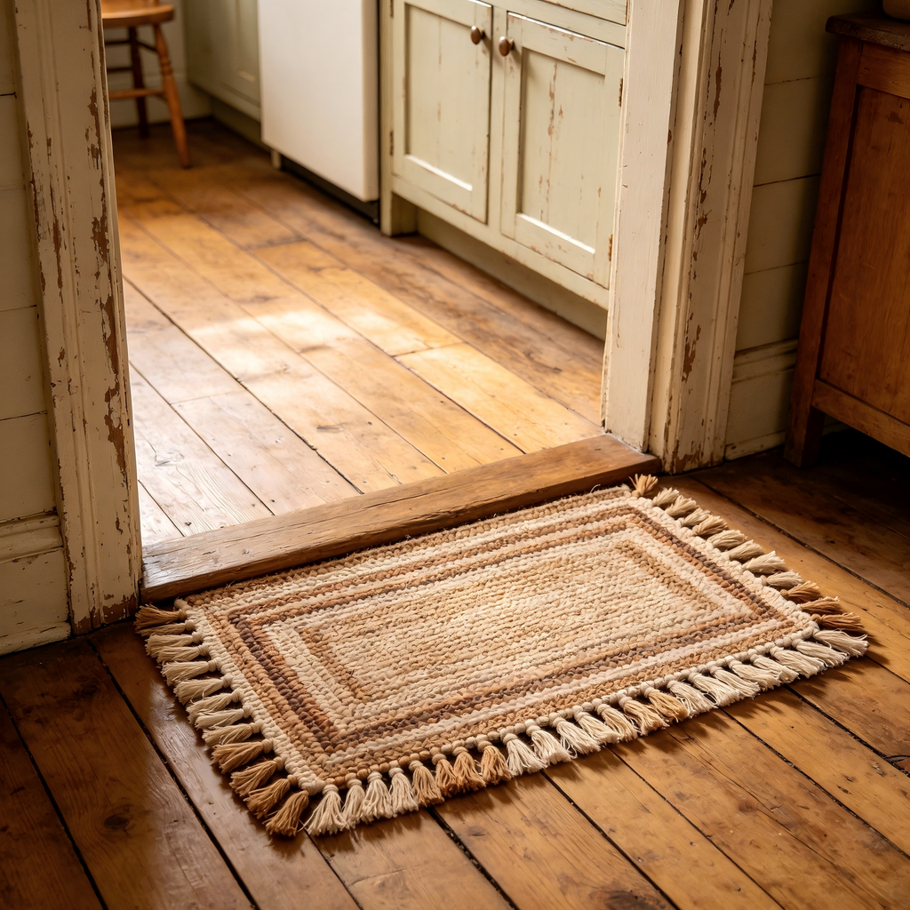 Dual-Tassel Edge Boho Macrame Doormat 19x31 Inch Cotton Indoor Door Mat