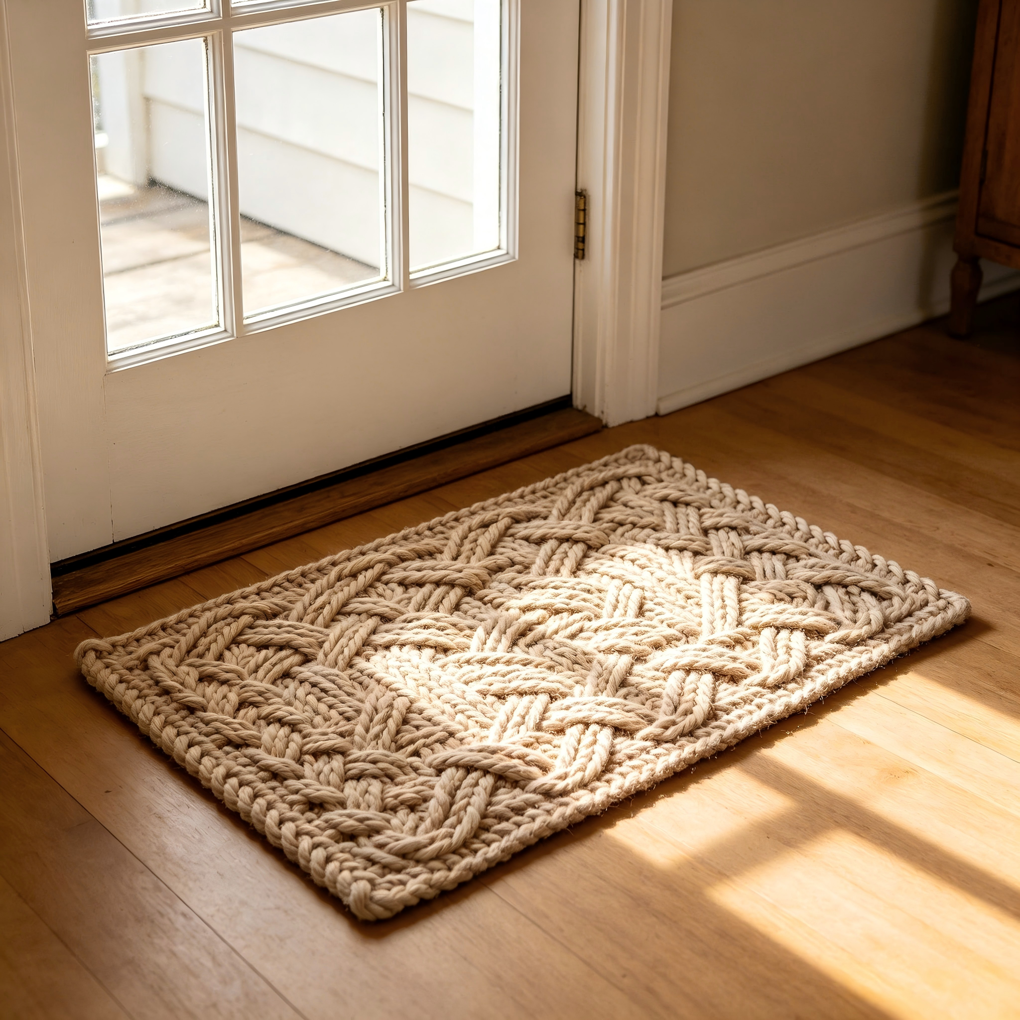 Dual-Tassel Edge Boho Macrame Doormat 19x31 Inch Cotton Indoor Door Mat