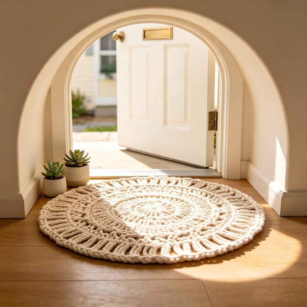 Dual-Tassel Edge Boho Macrame Doormat 19x31 Inch Cotton Indoor Door Mat