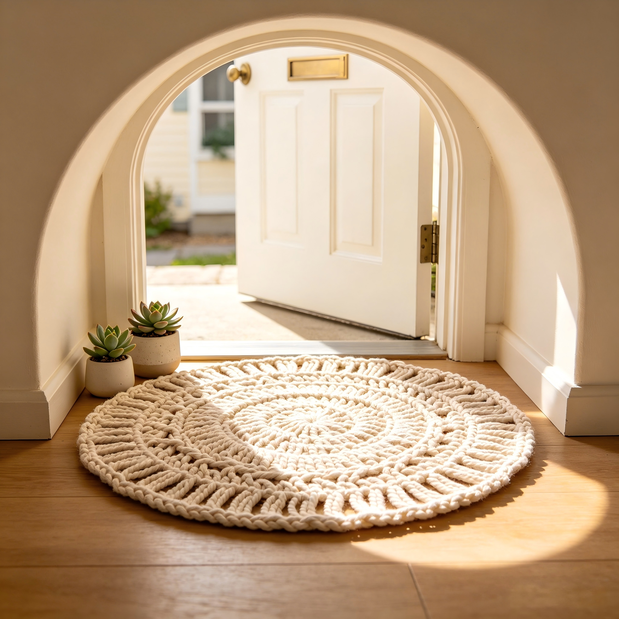 Dual-Tassel Edge Boho Macrame Doormat 19x31 Inch Cotton Indoor Door Mat