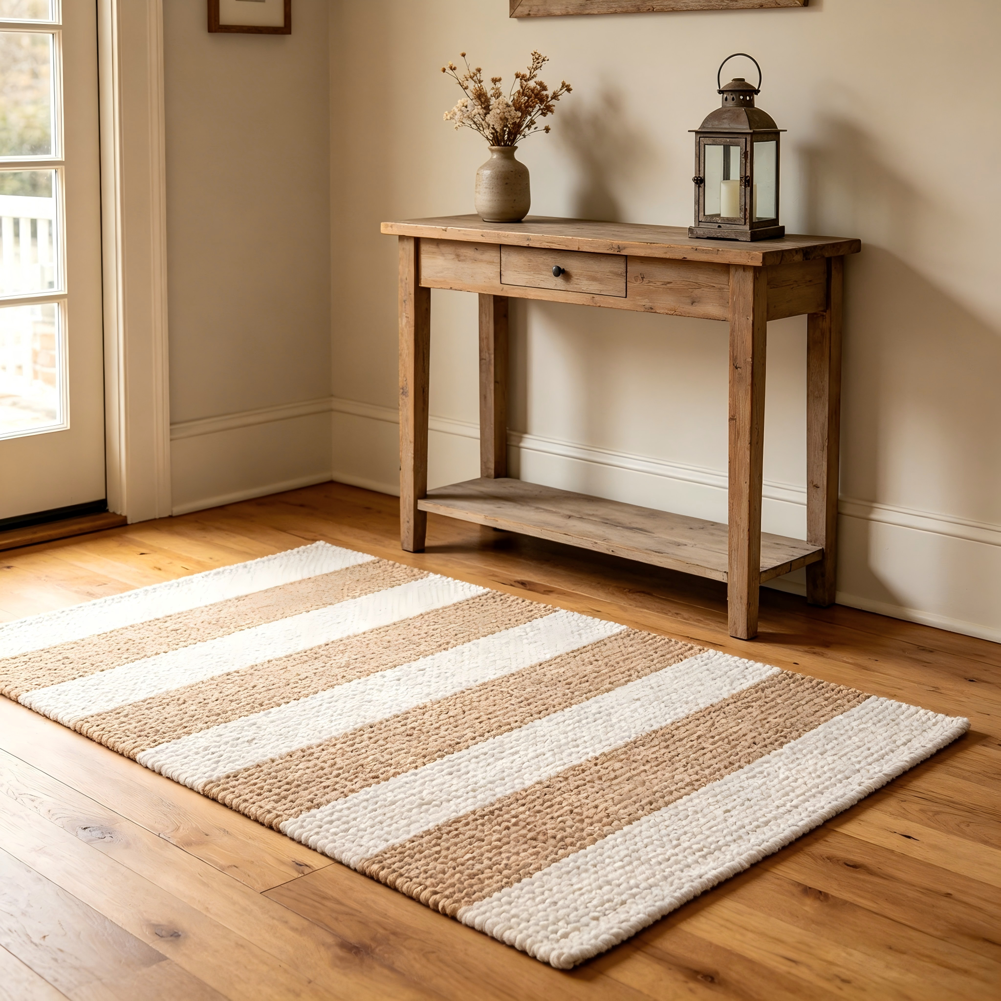 Boho Fringe Macrame Doormat 20x32 Inch Natural Cotton Entry Rug